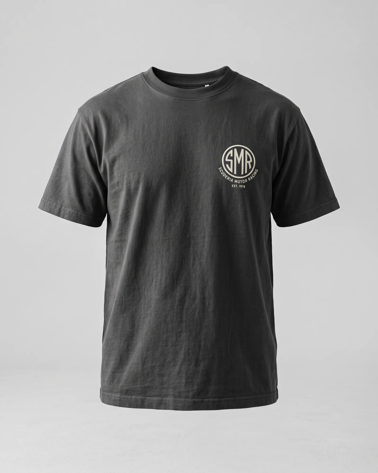SMR Apex Badge Tee charcoal front view