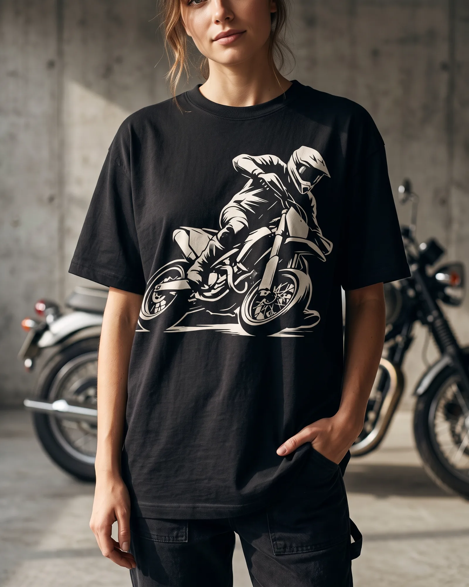 SMR Apex Tee black worn by model