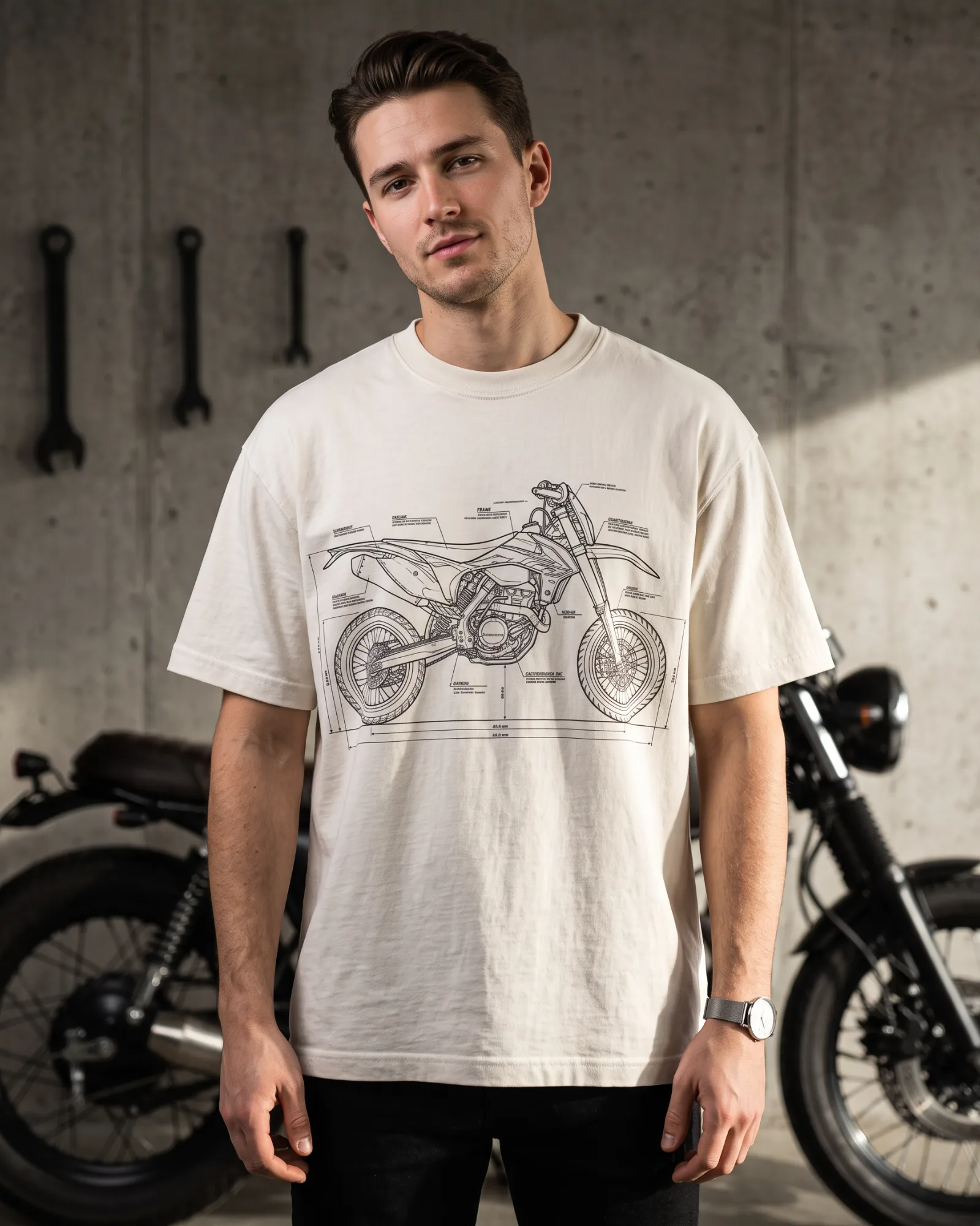 SMR Blueprint Full Tee bone worn by a model
