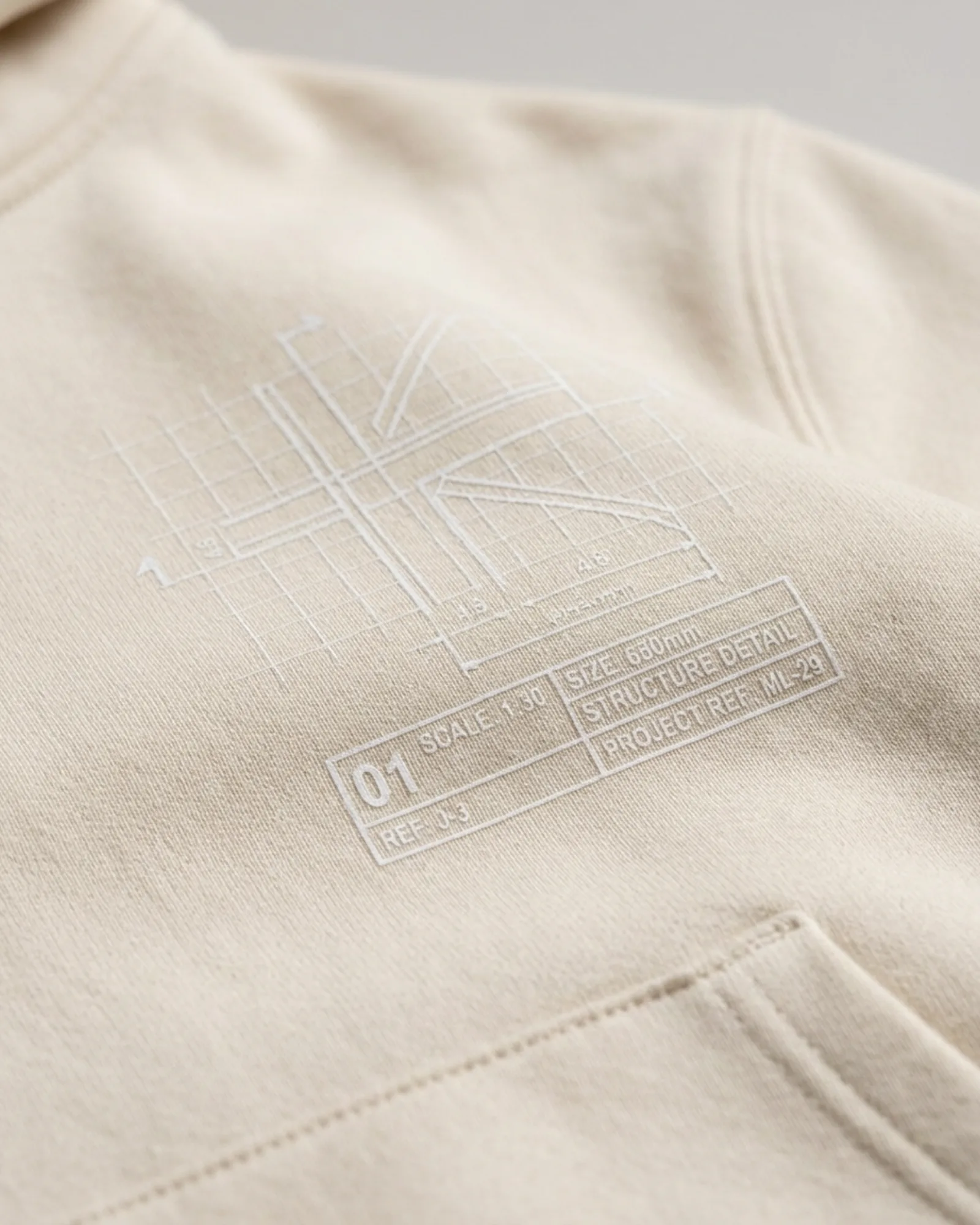 SMR Blueprint Hood bone print detail
