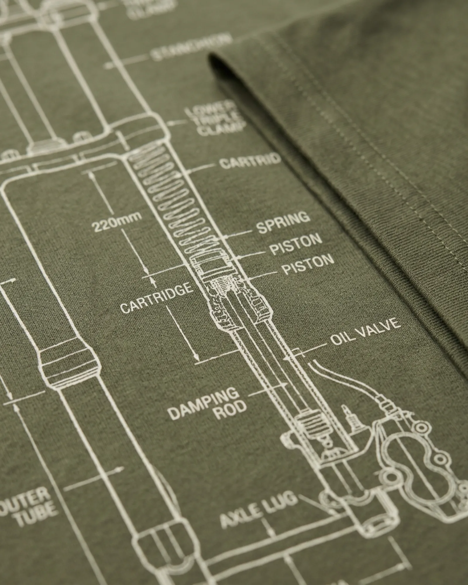 SMR Fork Diagram Tee olive print detail