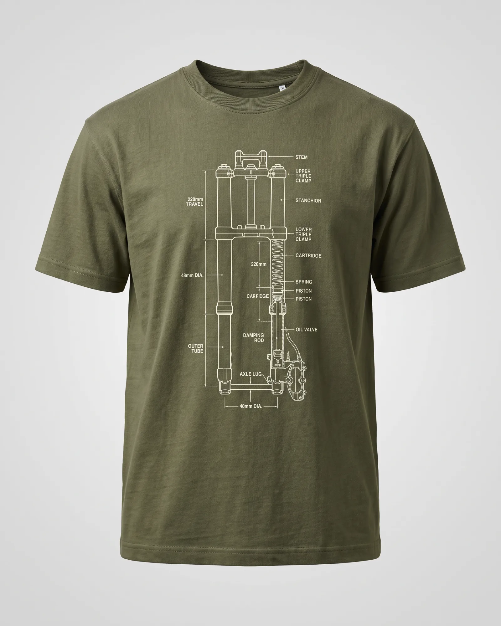 SMR Fork Diagram Tee olive front view