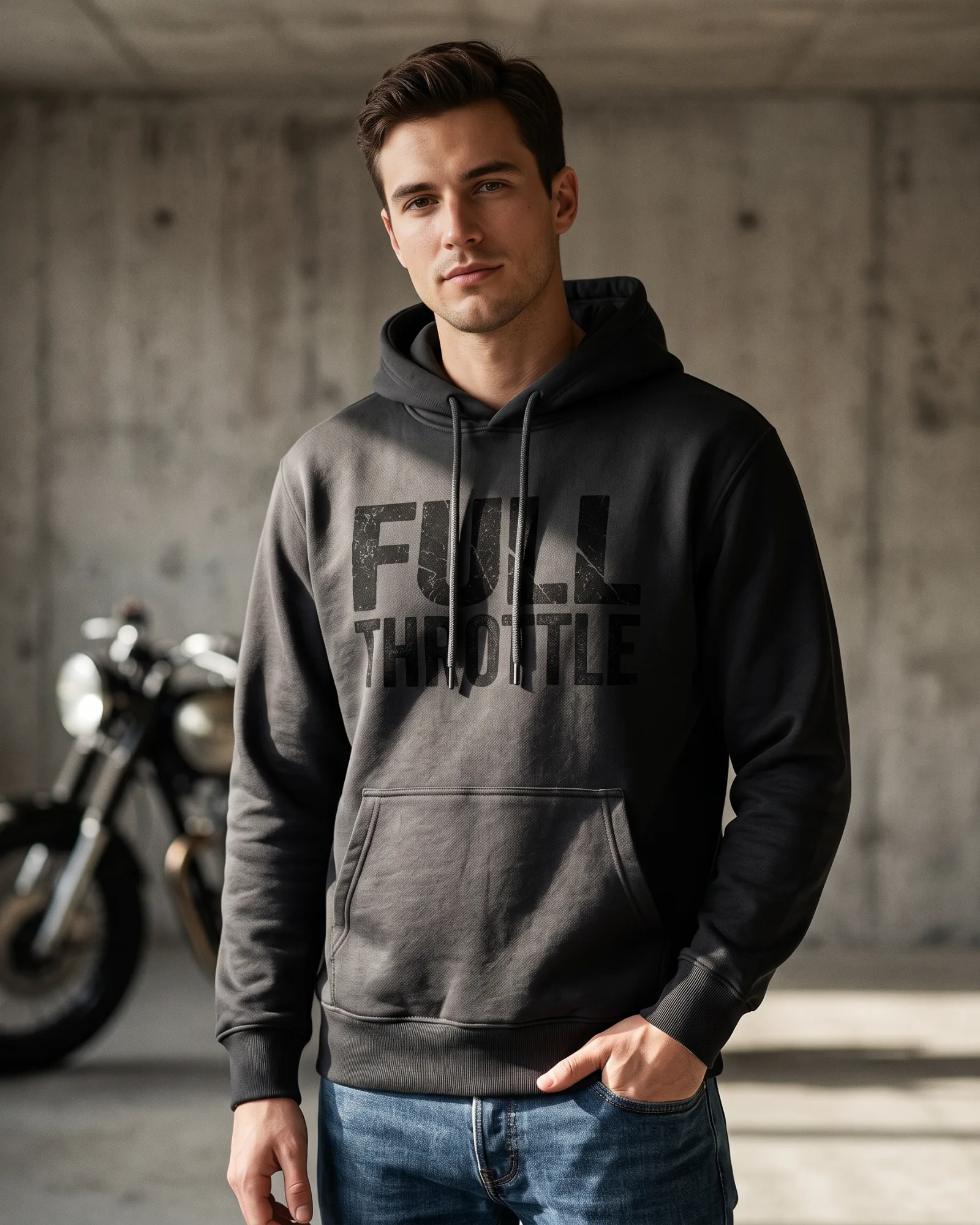 SMR Full Throttle Hood midnight worn by a model