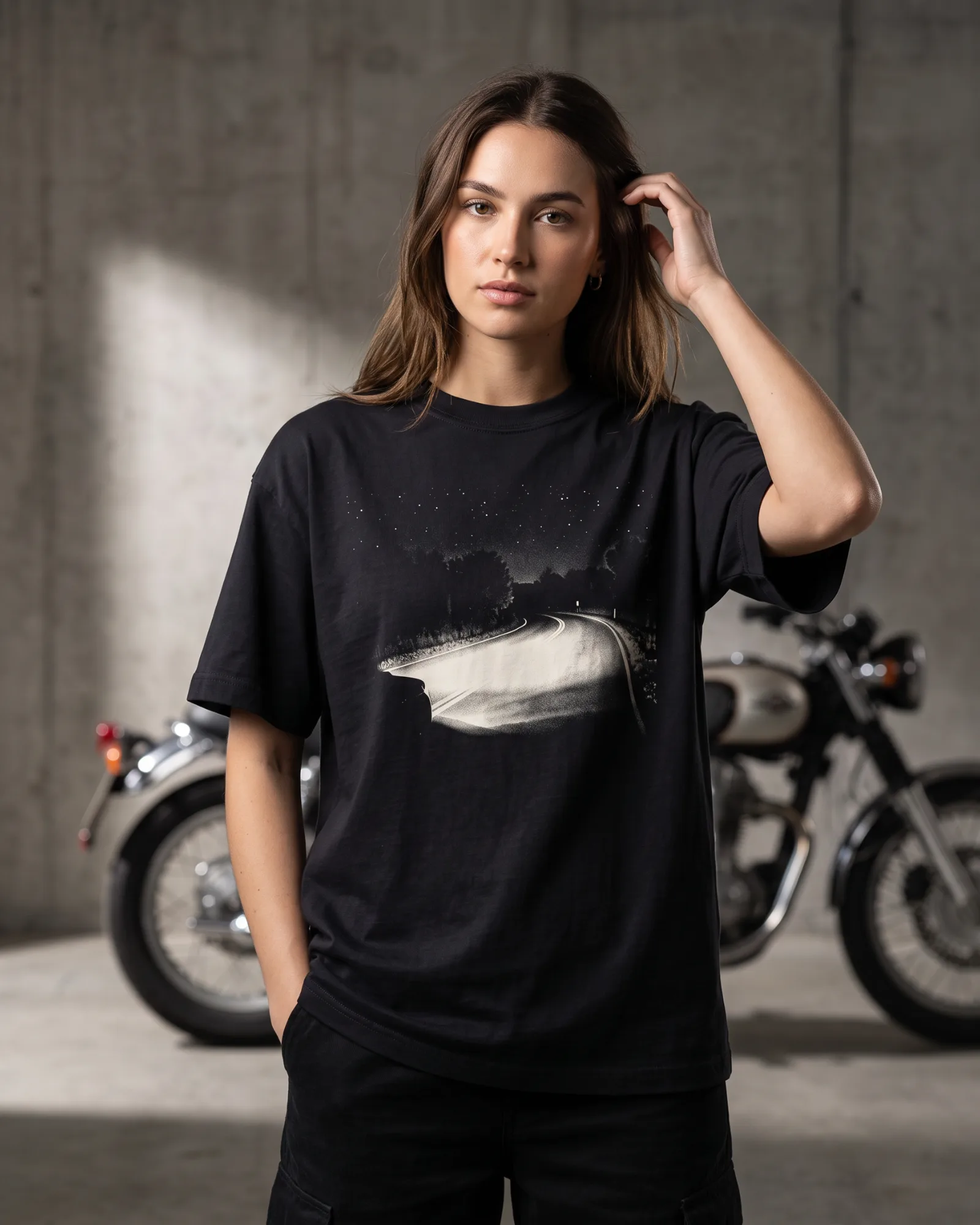 SMR Night Ride Tee midnight worn by a model