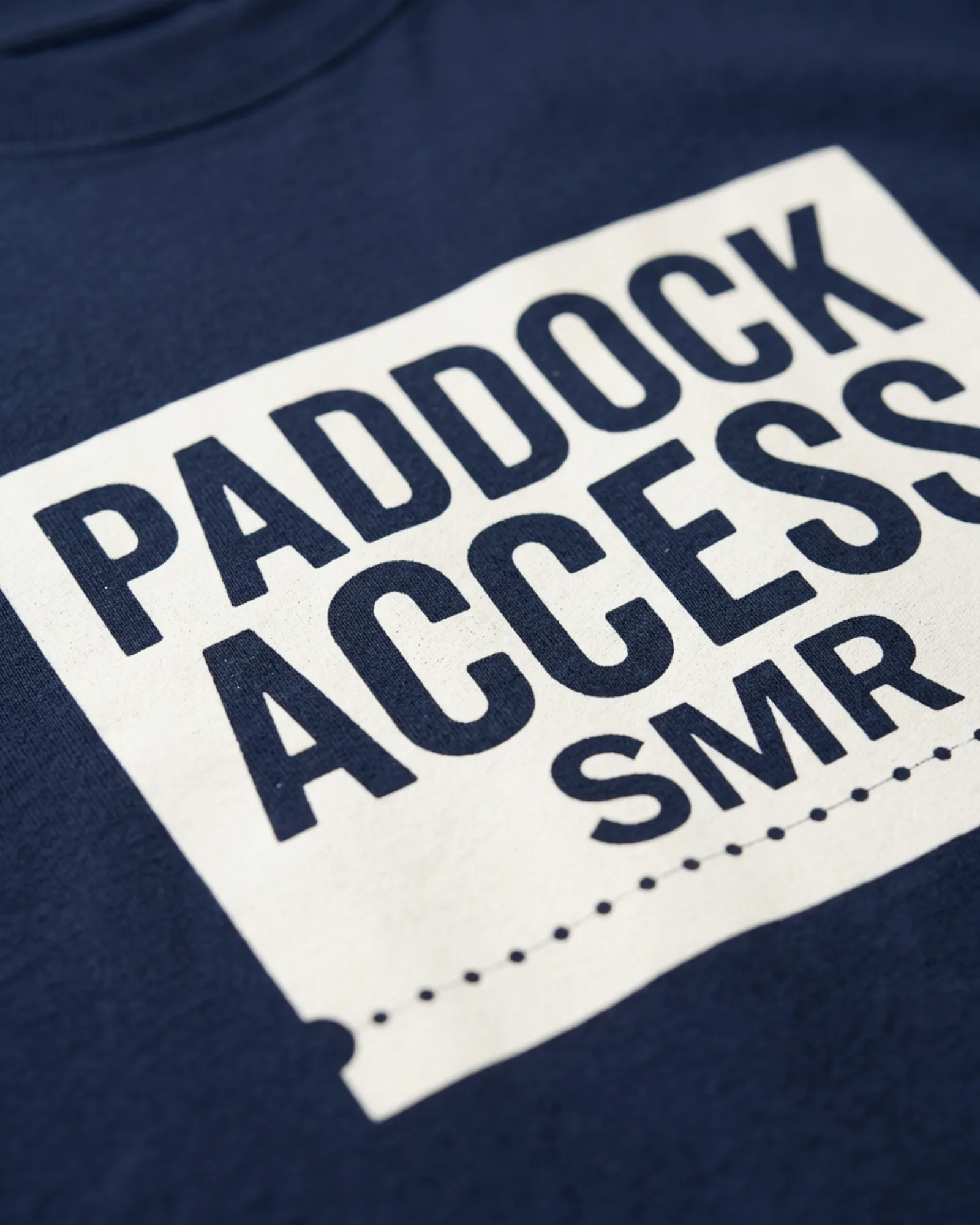 SMR Paddock Access Tee midnight print detail