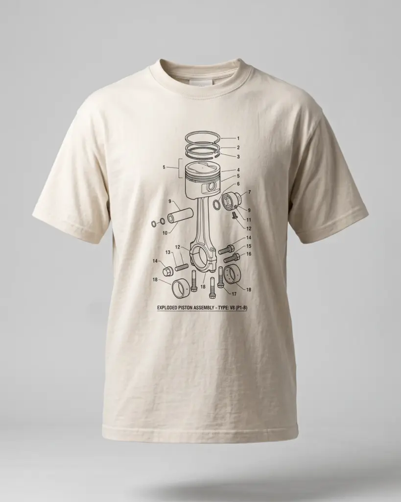 SMR Piston Blueprint Tee bone front view