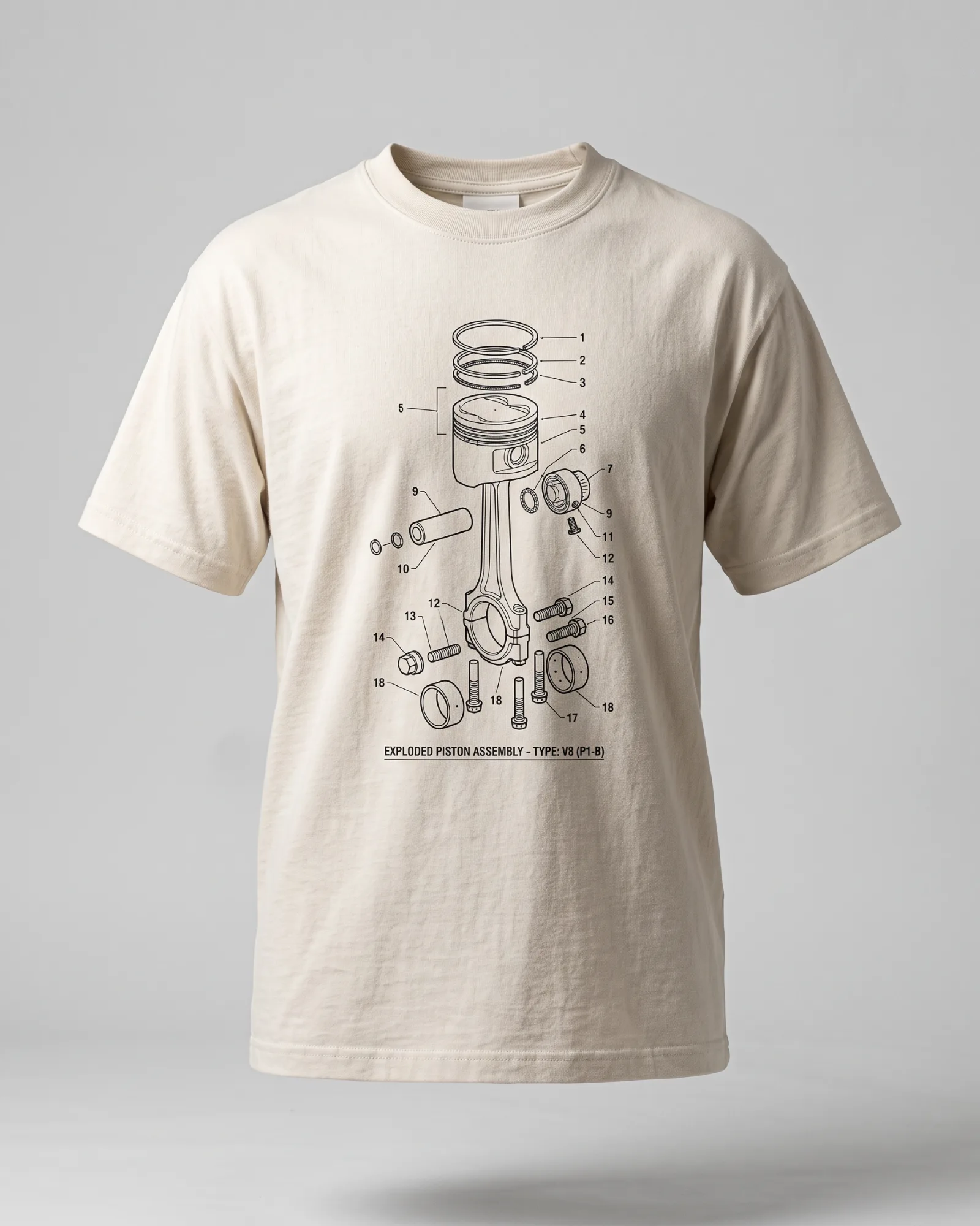 SMR Piston Blueprint Tee bone front view
