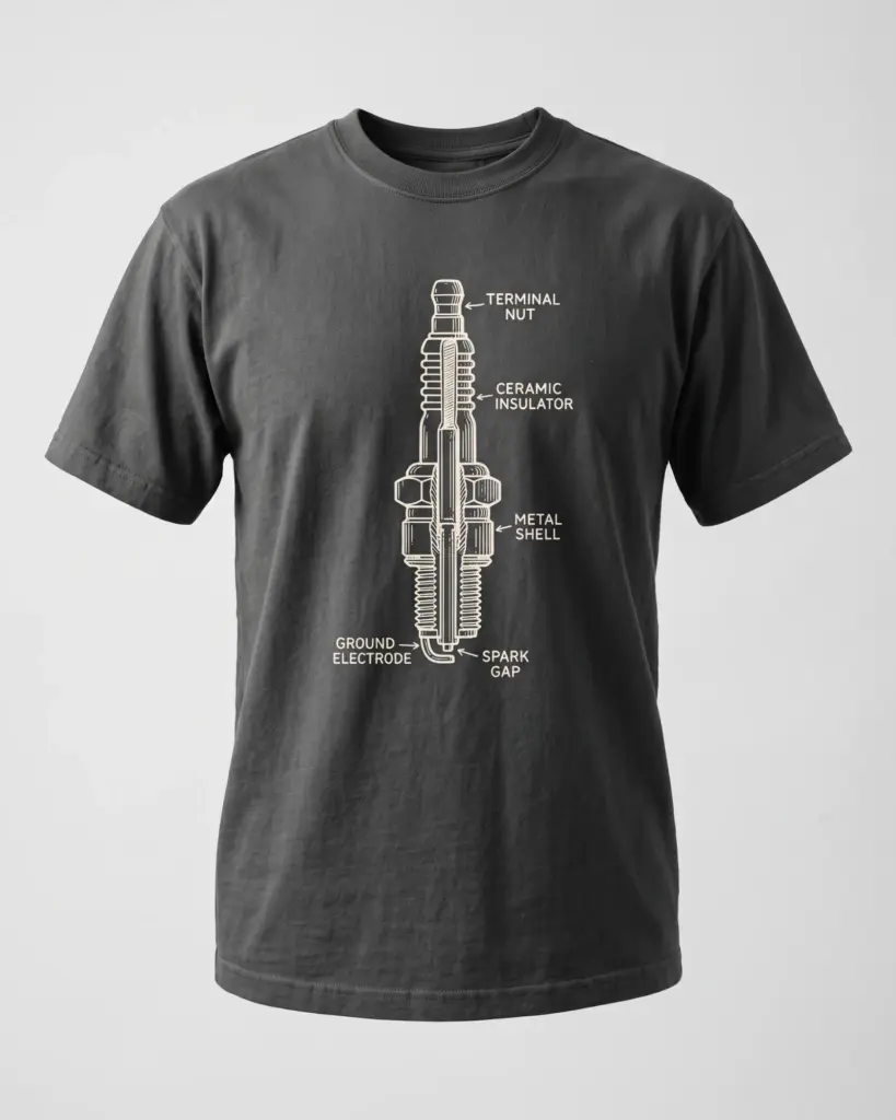 SMR Spark Plug Tee charcoal front view