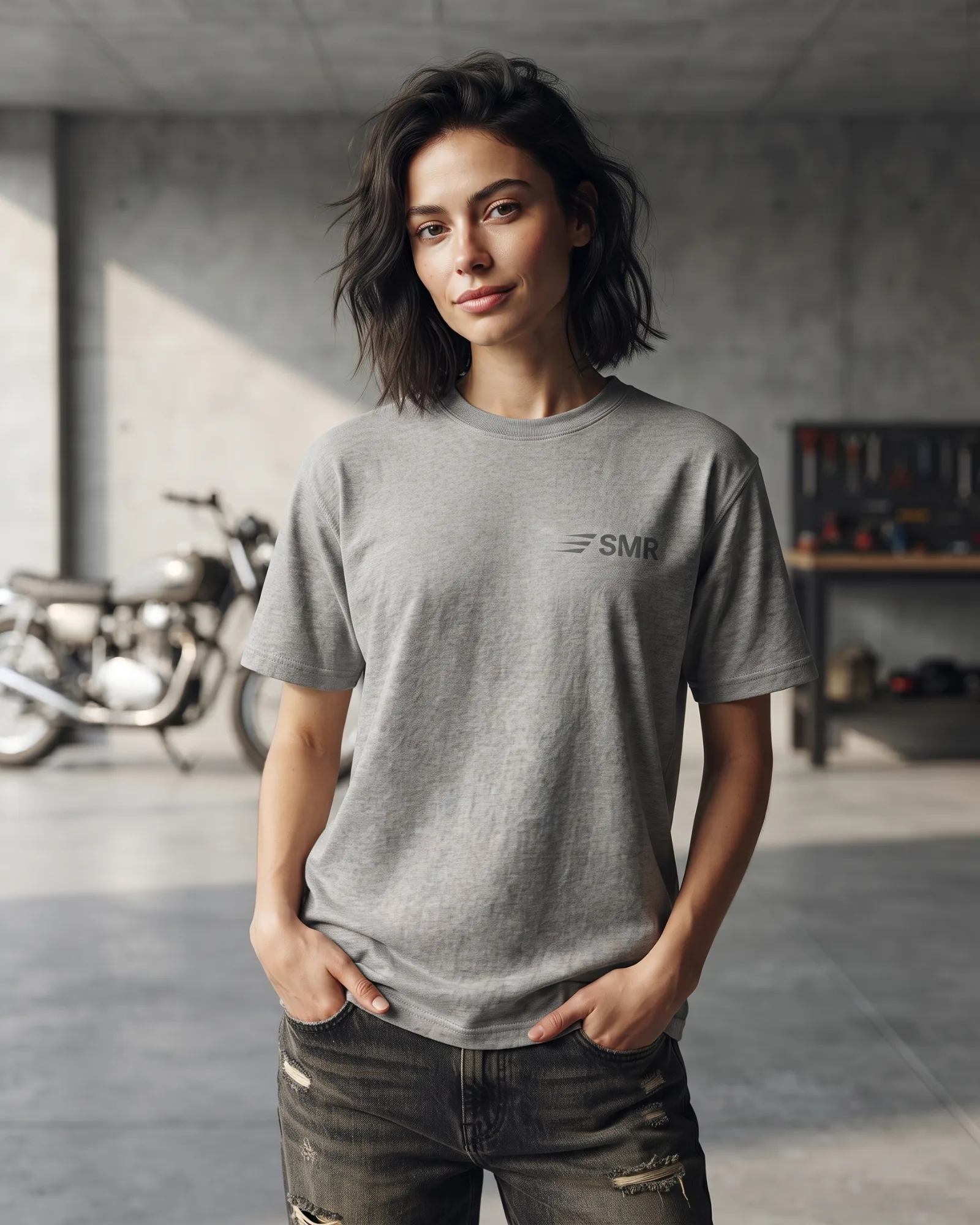 SMR Speed Tick Tee concrete worn by model