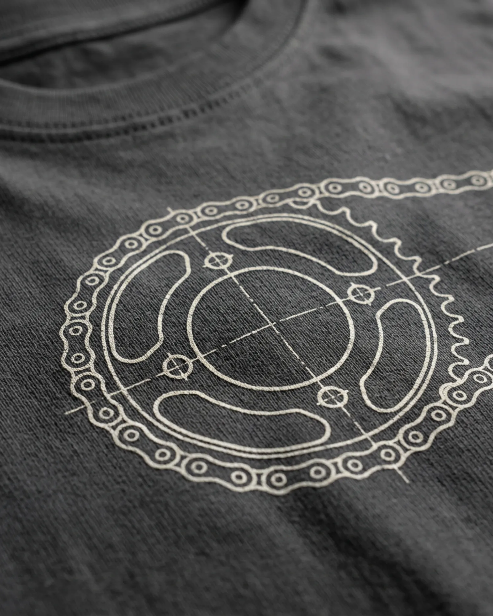 SMR Sprocket Map Tee charcoal print detail