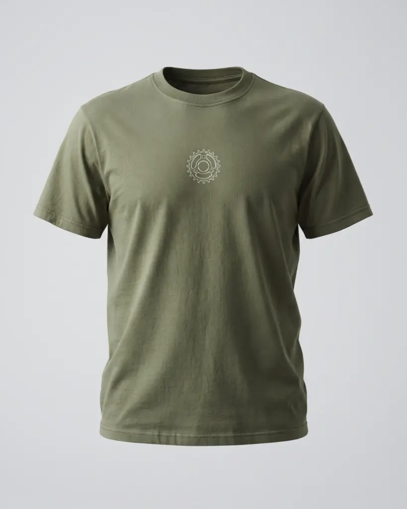 SMR Sprocket Outline Tee olive front view