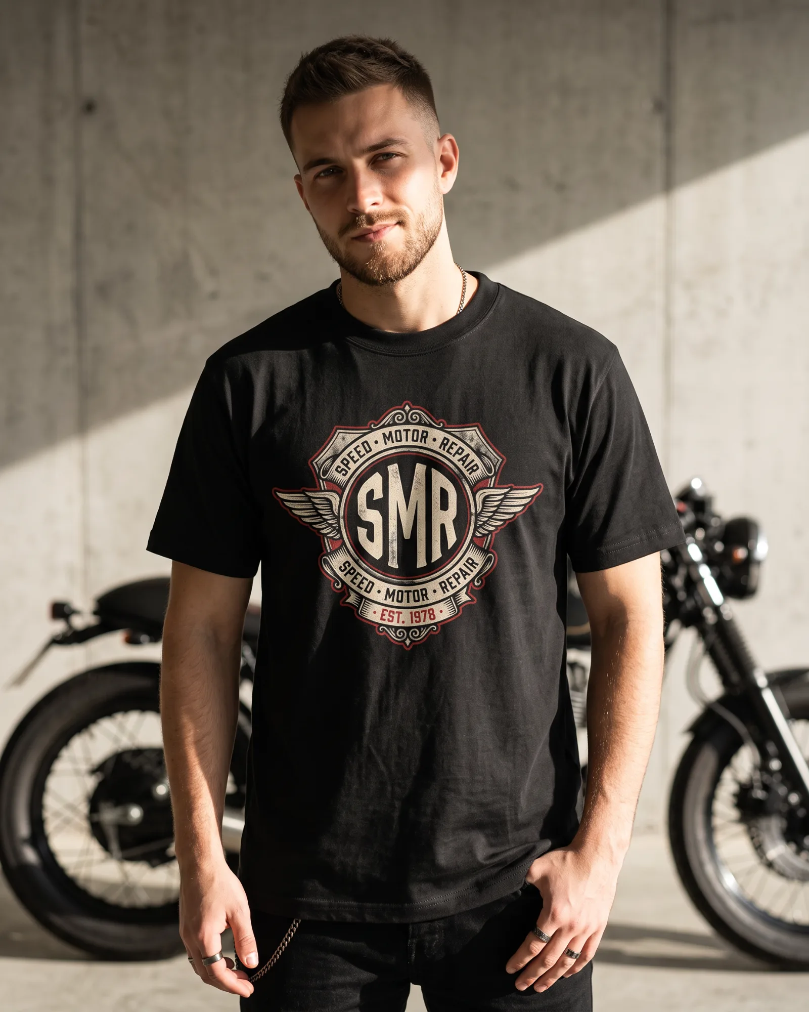 SMR Tank Badge Tee black worn by model