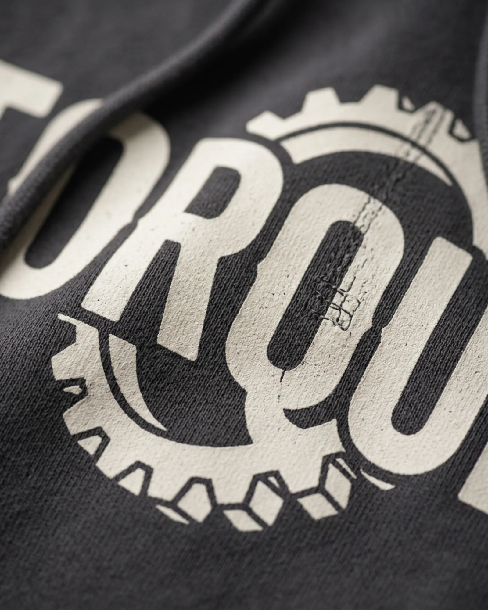 SMR Torque Hood charcoal print detail