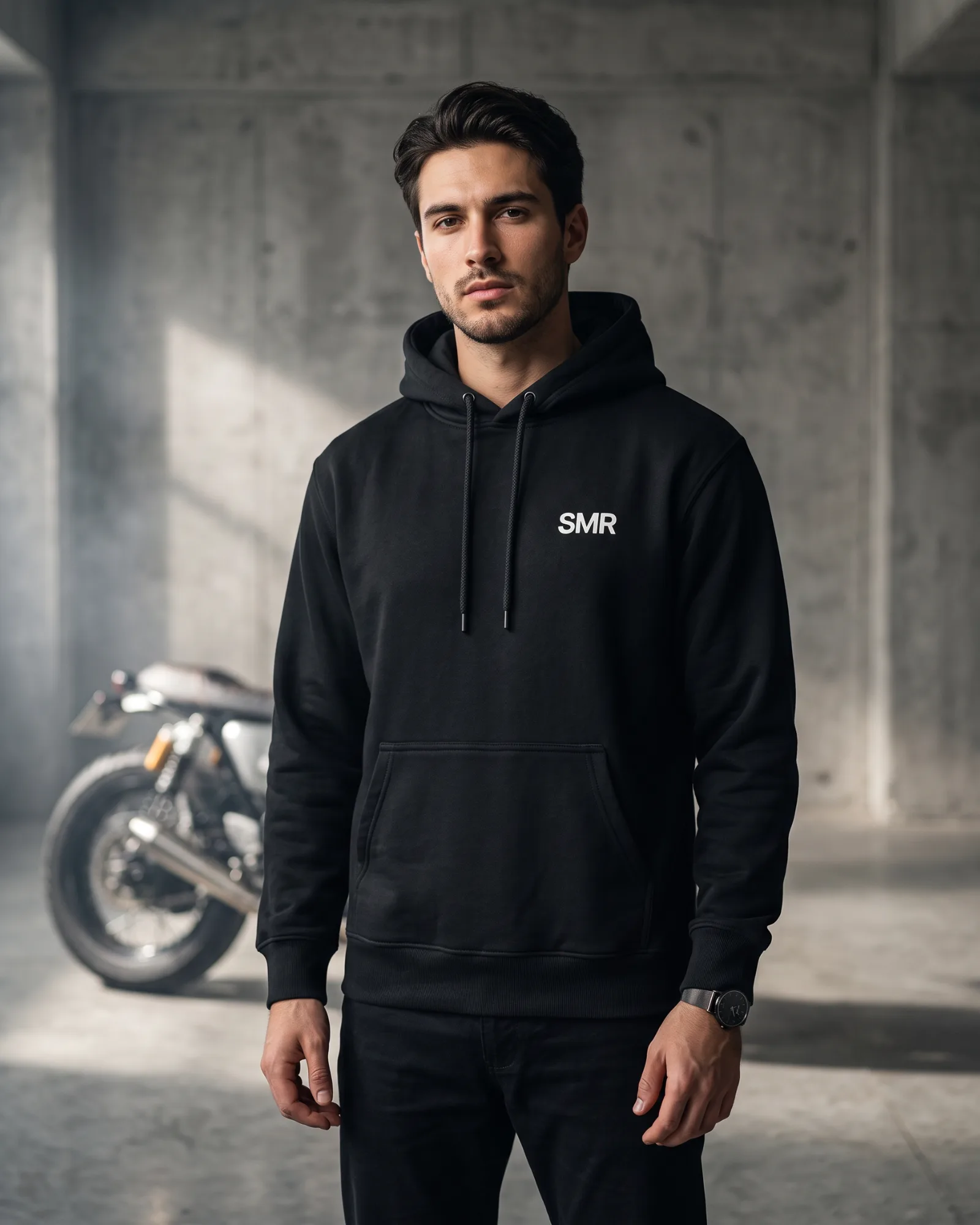 SMR Trazada Hood black worn by a model