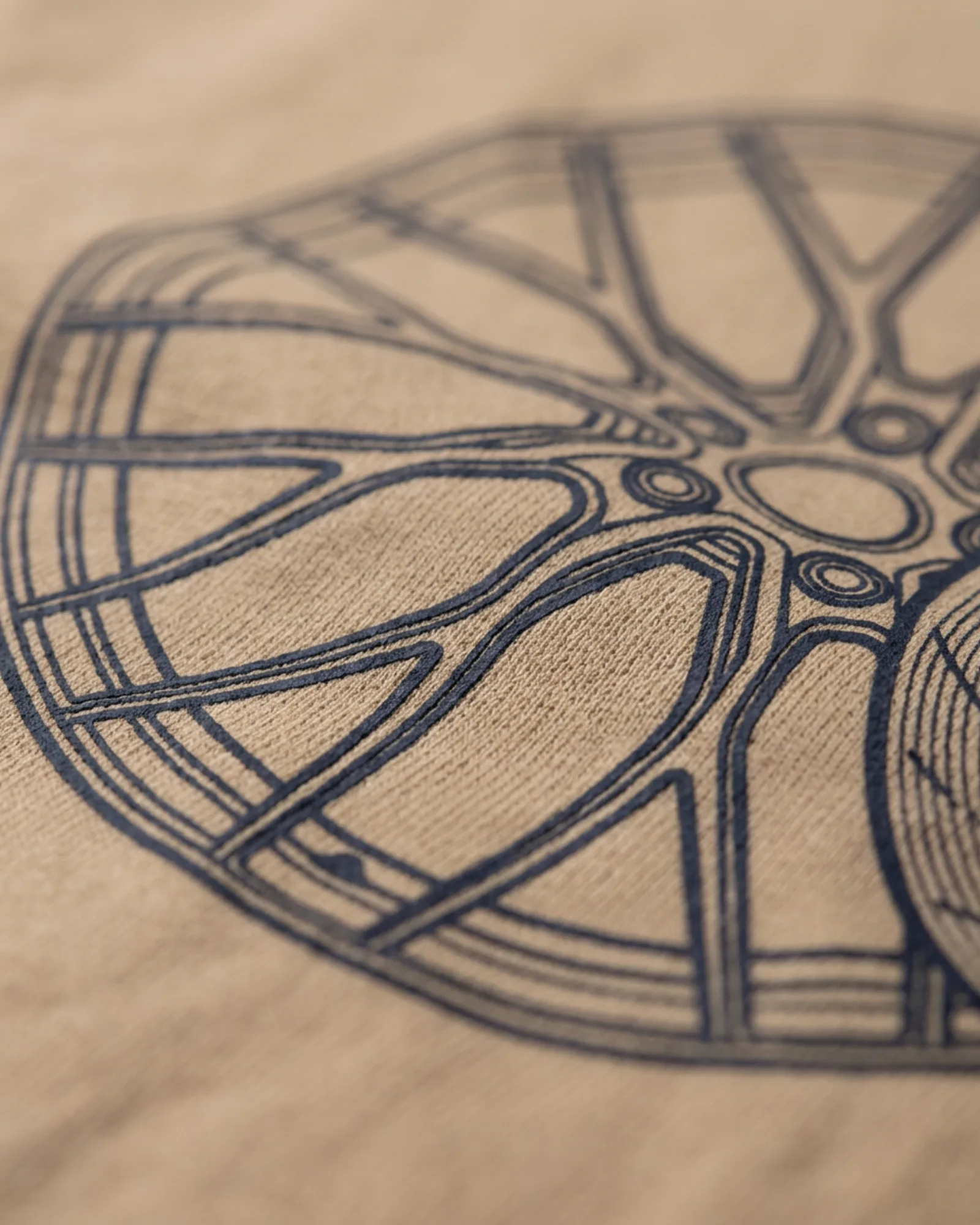 SMR Wheel Spoke Tee tan print detail