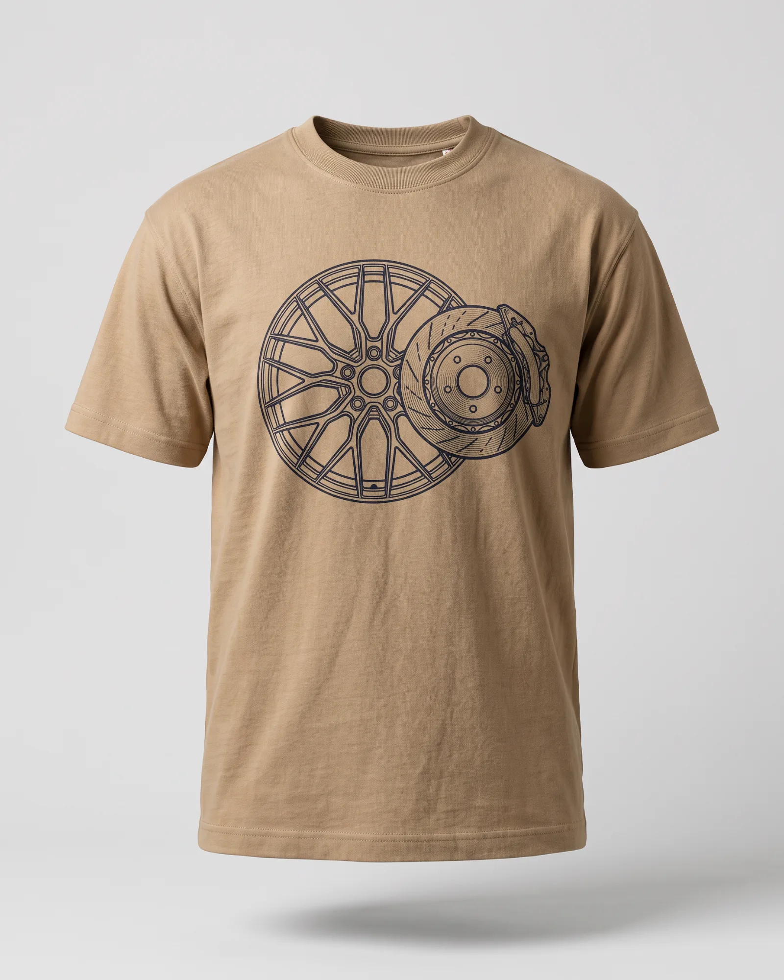 SMR Wheel Spoke Tee tan front view
